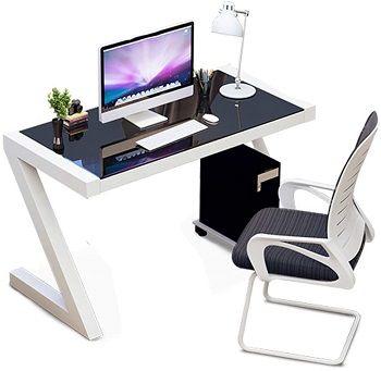 CDTO Modern Computer Desk With Tempered Glass