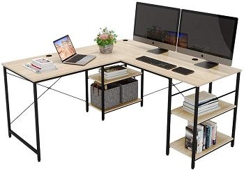 L-shaped Desk with Storage Shelves